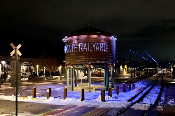 a train on the tracks at night